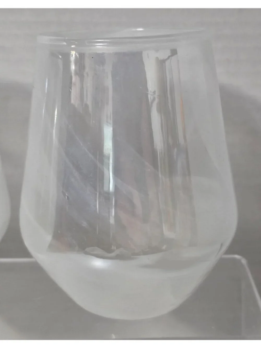 Set of 2 Frosted White Swirl Stemless Wine Glasses Tumblers 5